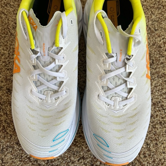 Hoka One Bondi X Men Sz 12 D Running Shoes 1113512 White Primrose Carbon Fiber - Picture 7 of 11